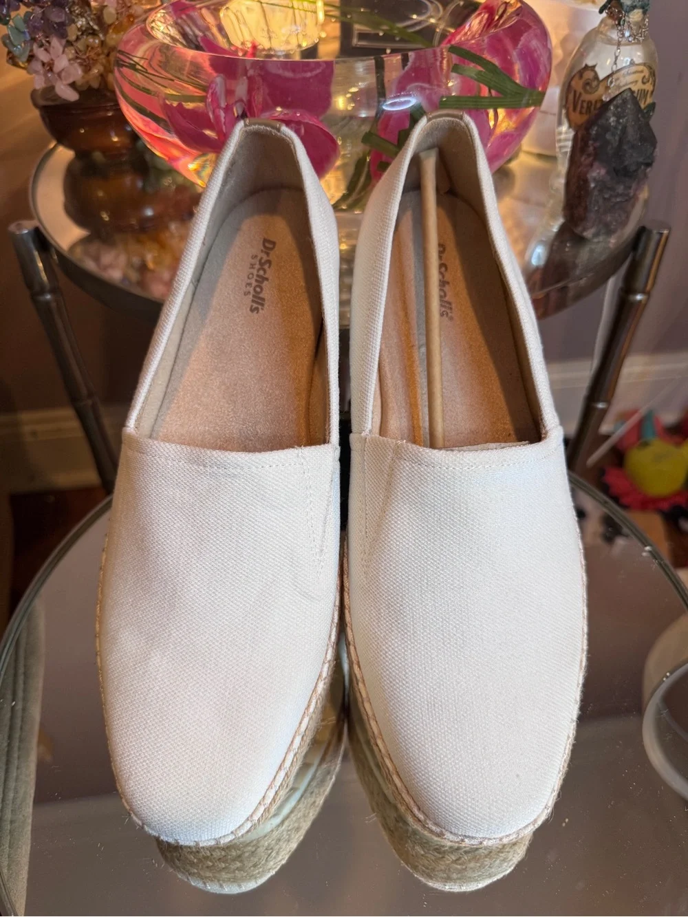 Dr. Scholl's Sunray White Canvas Espadrille Platform Slip-On size 11